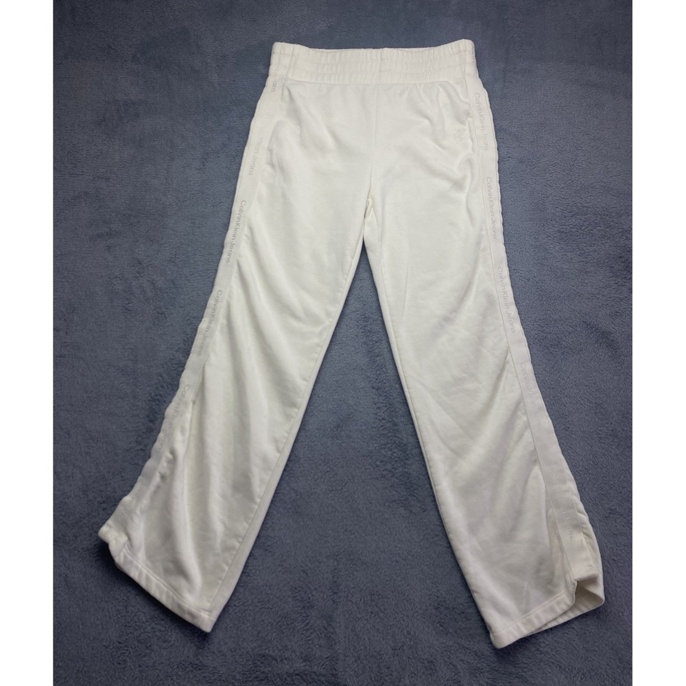 Calvin Klein Sweatpants Womens Large 14/16 Off-white Color With Stripes
